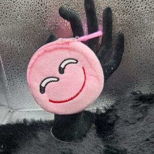 Pink Smiley Coin Purse Keychain for Kids NWOT